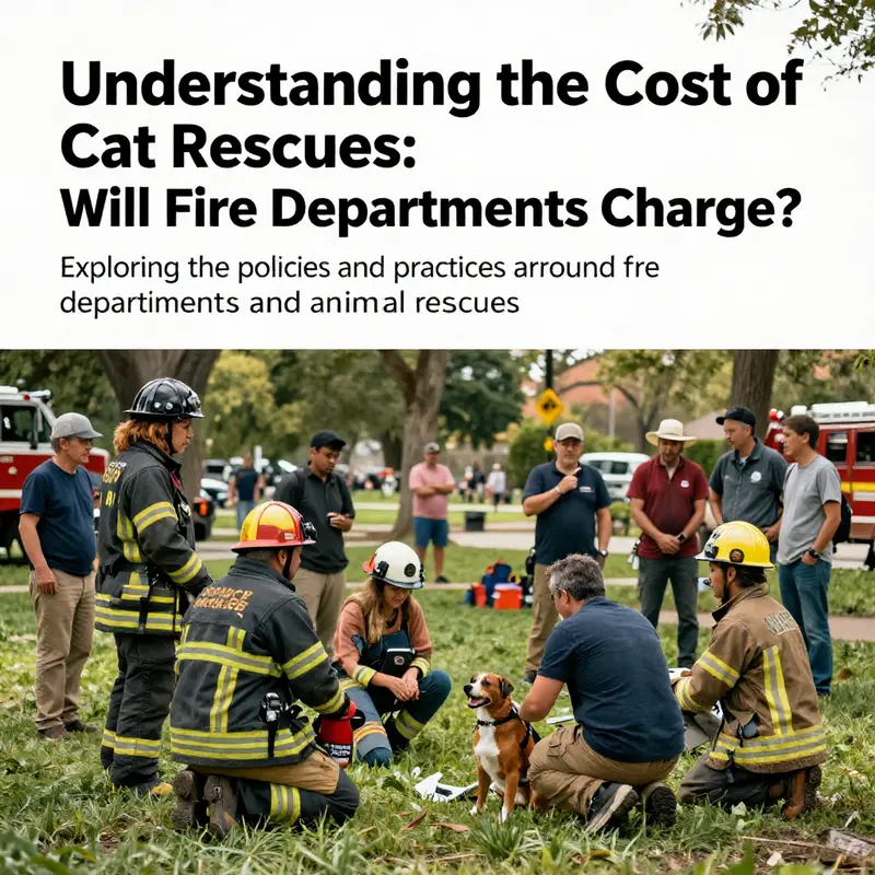 A group of residents discussing fire safety and animal rescue in a community park setting.
