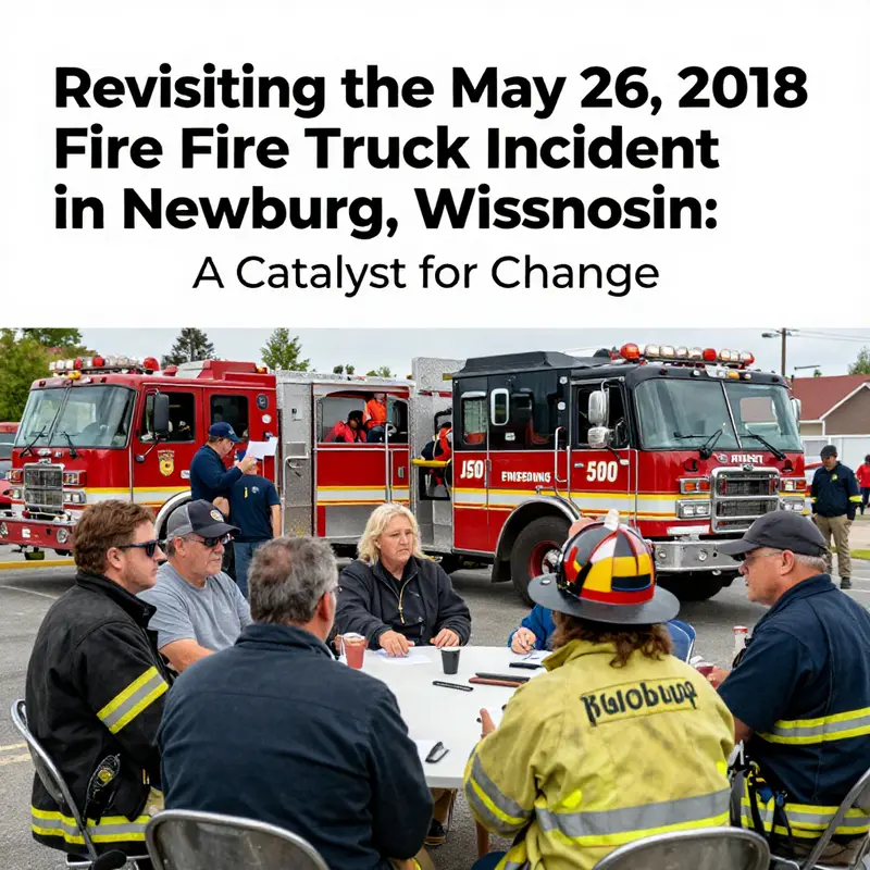 Emergency responders evaluate the scene of the accident involving rescue and fire trucks in Newburg, emphasizing safety challenges.