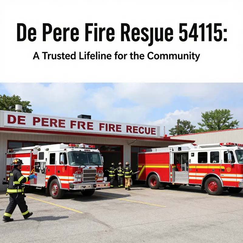 A view of the De Pere Fire Rescue station with firefighters engaged in training and community outreach.
