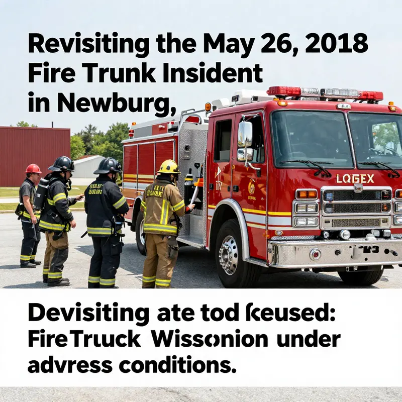 Emergency responders evaluate the scene of the accident involving rescue and fire trucks in Newburg, emphasizing safety challenges.