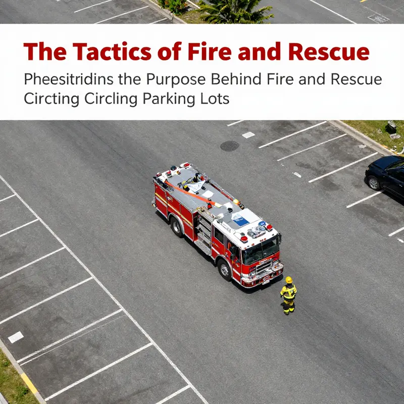 Firefighters performing a detailed hazard assessment while circling a parking lot.