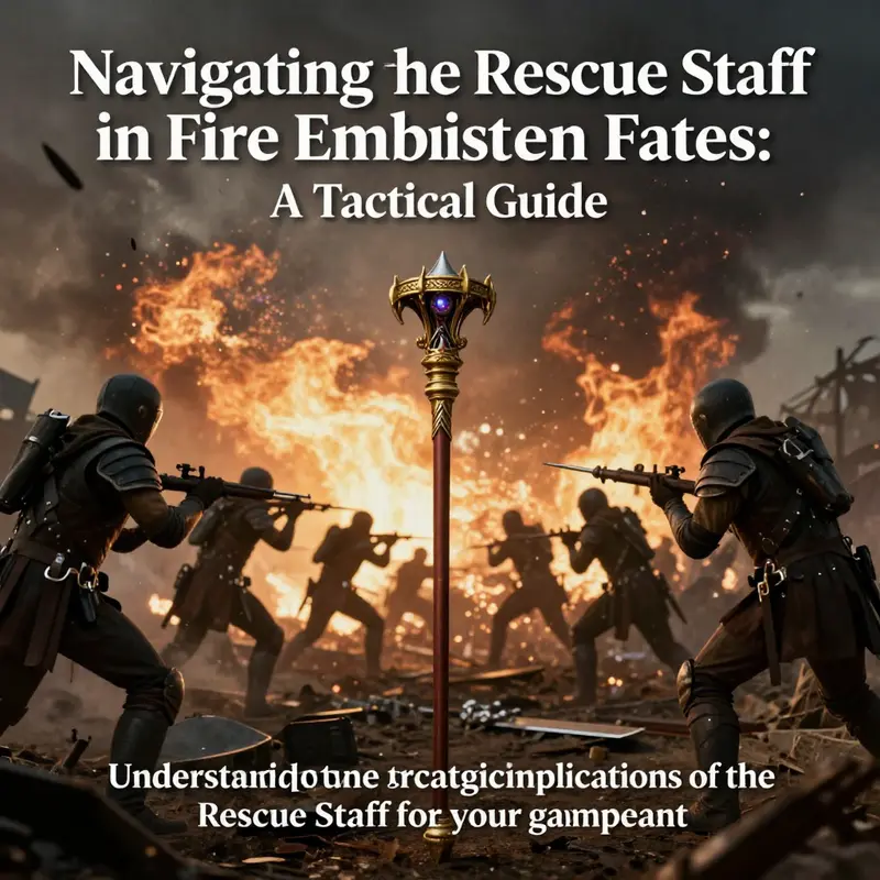 A cover image depicting the Rescue staff in a Fire Emblem Fates setting, evoking the essence of tactical gameplay.