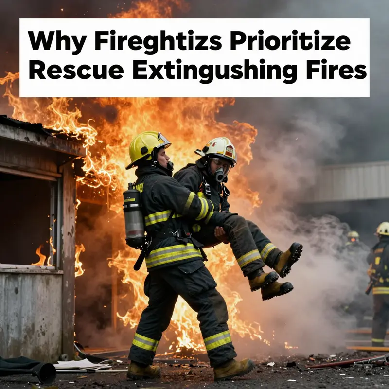 Firefighter rescuing a person from flames, representing the dedication and courage of emergency responders.