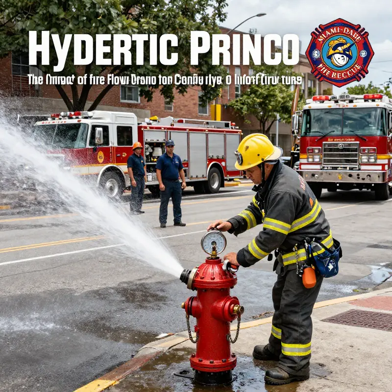 An engineer assesses hydraulic principles during a fire flow test, ensuring adequate water supply for firefighting.