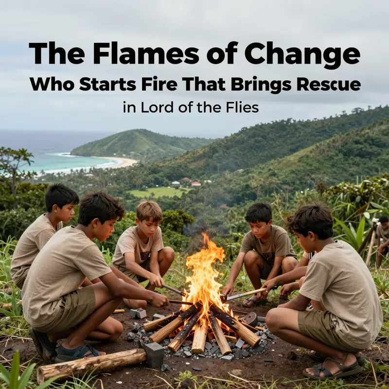 The campfire at the heart of the boys’ struggle between civilization and savagery.