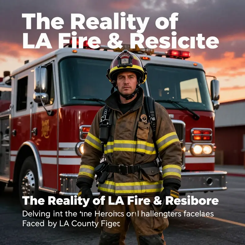 A firefighter in uniform by a firetruck at sunset, representing the valor and commitment of the firefighting profession.
