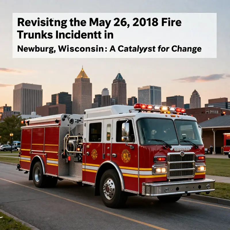 A fire truck in Newburg against the skyline at sunset, embodying hope and the commitment to safety in emergency services.