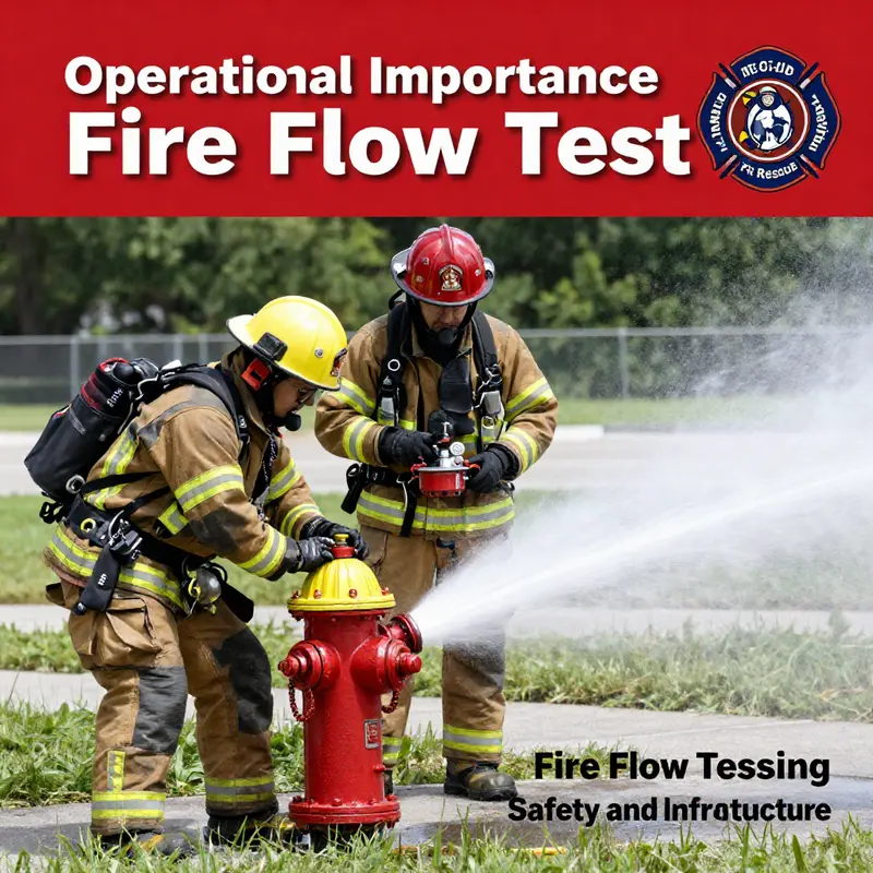 An engineer assesses hydraulic principles during a fire flow test, ensuring adequate water supply for firefighting.