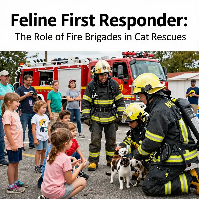 A firefighter rescuing a cat during an emergency, showcasing the bravery and dedication of fire brigades.