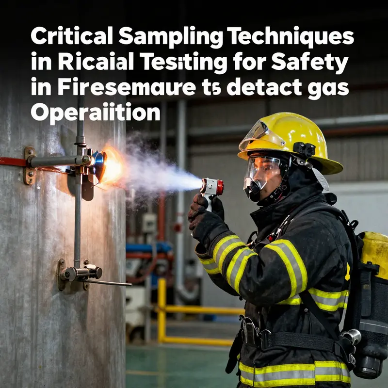 A fire rescue professional using atmosphere testing equipment for safety evaluations in a dangerous environment.