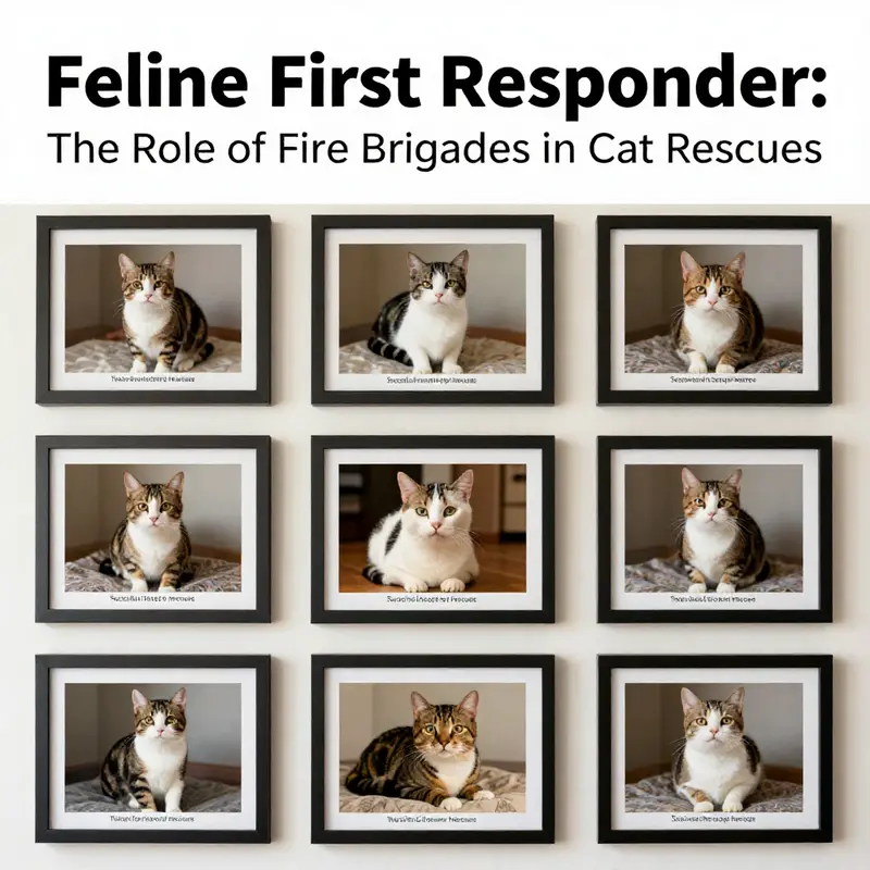 A firefighter rescuing a cat during an emergency, showcasing the bravery and dedication of fire brigades.