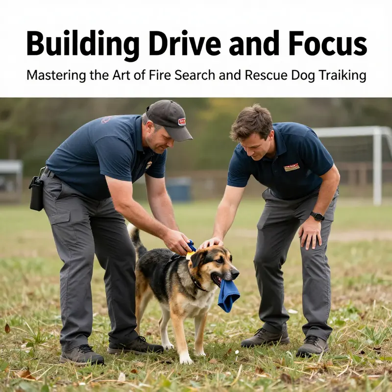 Trainers assess puppies for potential fire SAR candidates based on key traits such as confidence and drive.