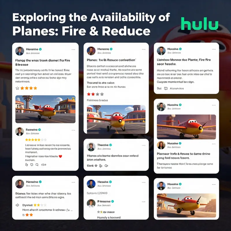 A vibrant scene from *Planes: Fire & Rescue*, showcasing its availability for streaming on Hulu.