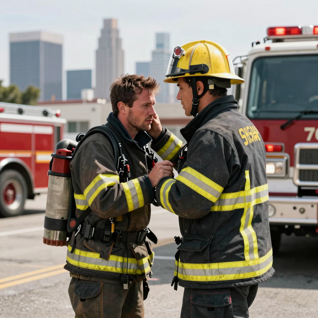 Emotional scene of firefighting