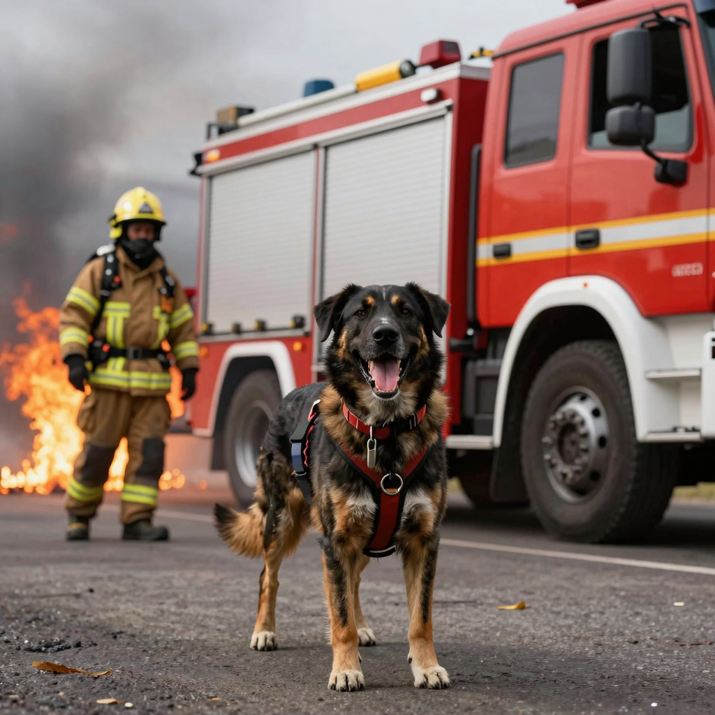 Australian Firefighter Rescue Dog in Action