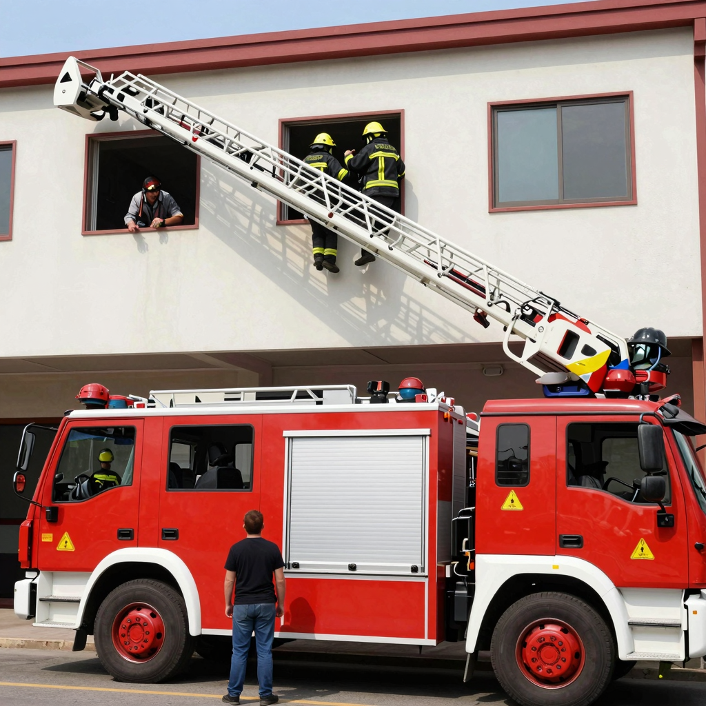 Firefighter Ladder Truck in Action