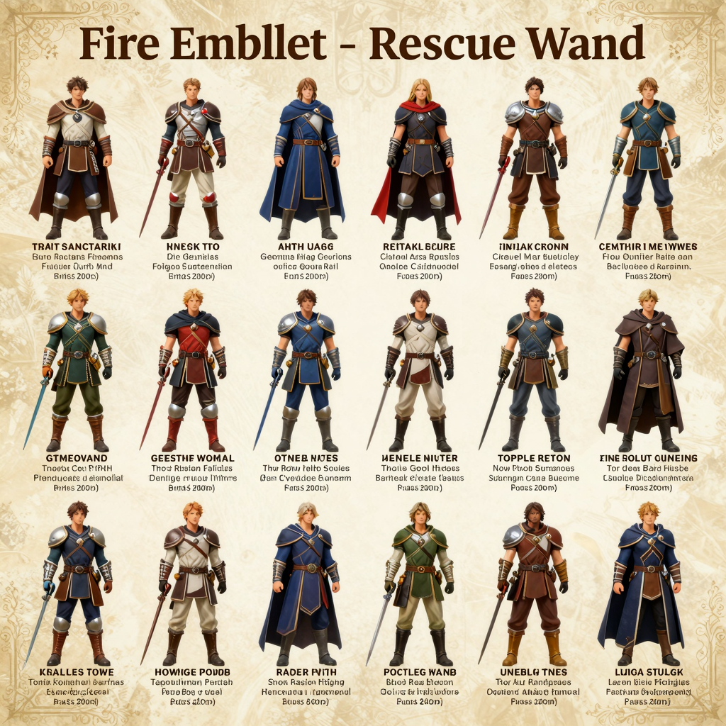 Infographic of Fire Emblem Characters Compatible with the Rescue Wand