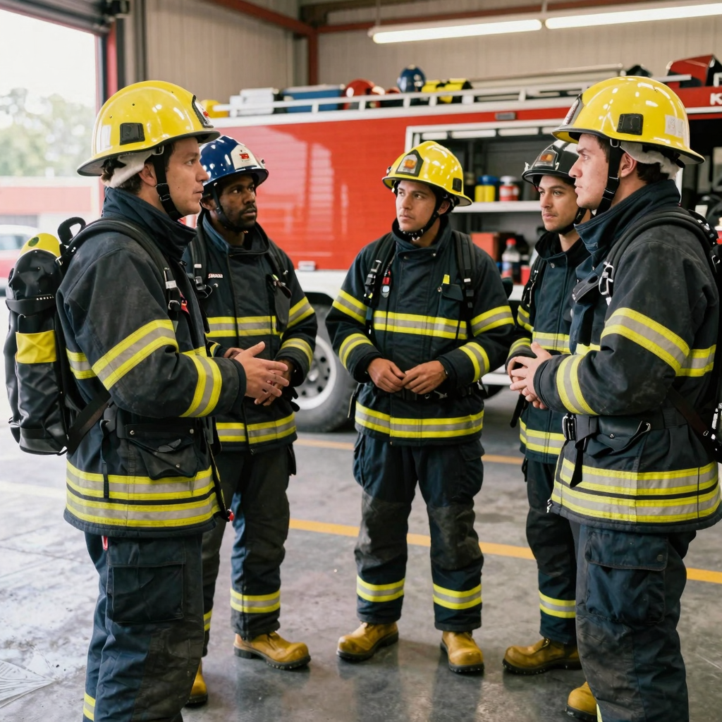 Firefighters Engaging in Community Safety Strategies