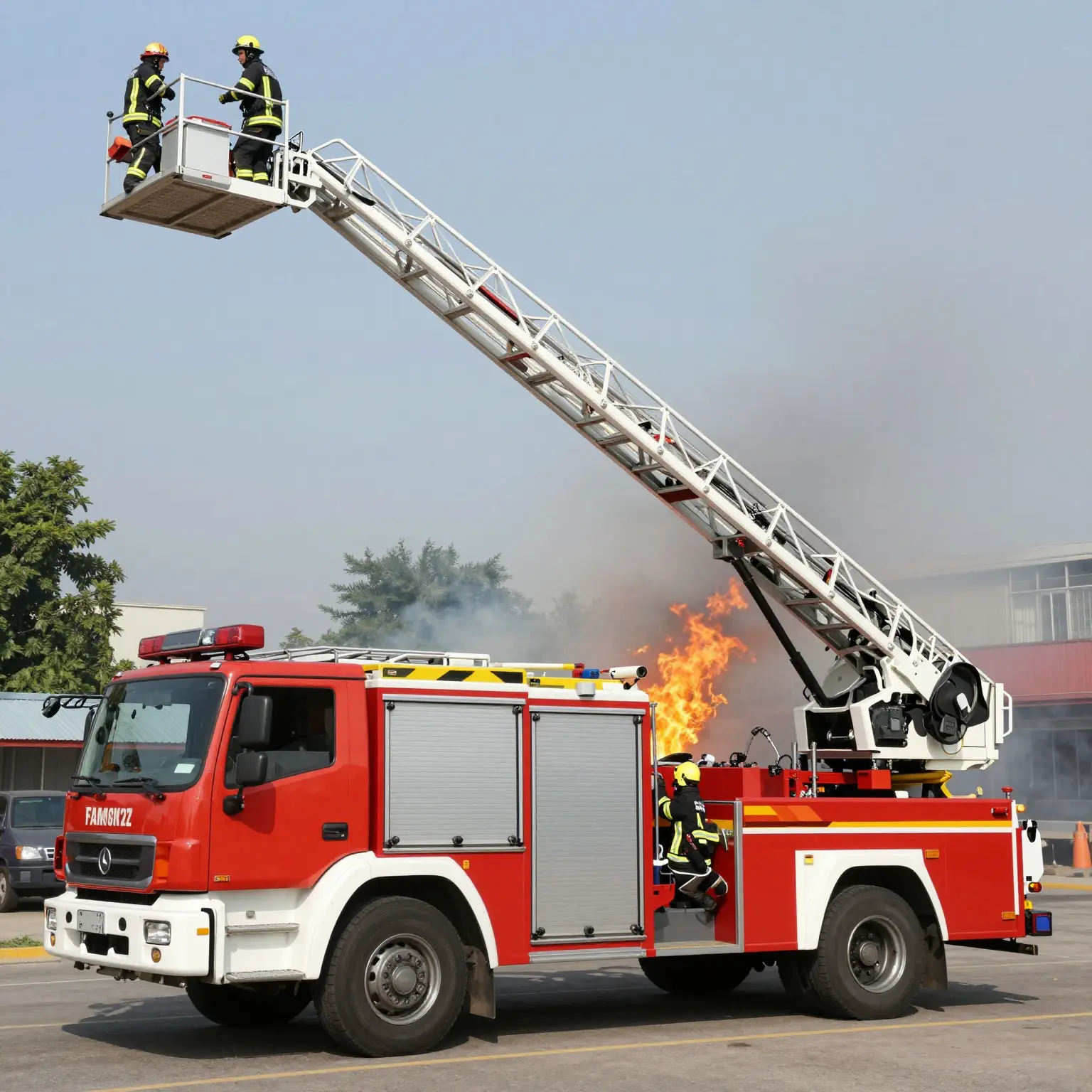 Fire Engine Ladder Truck in Action