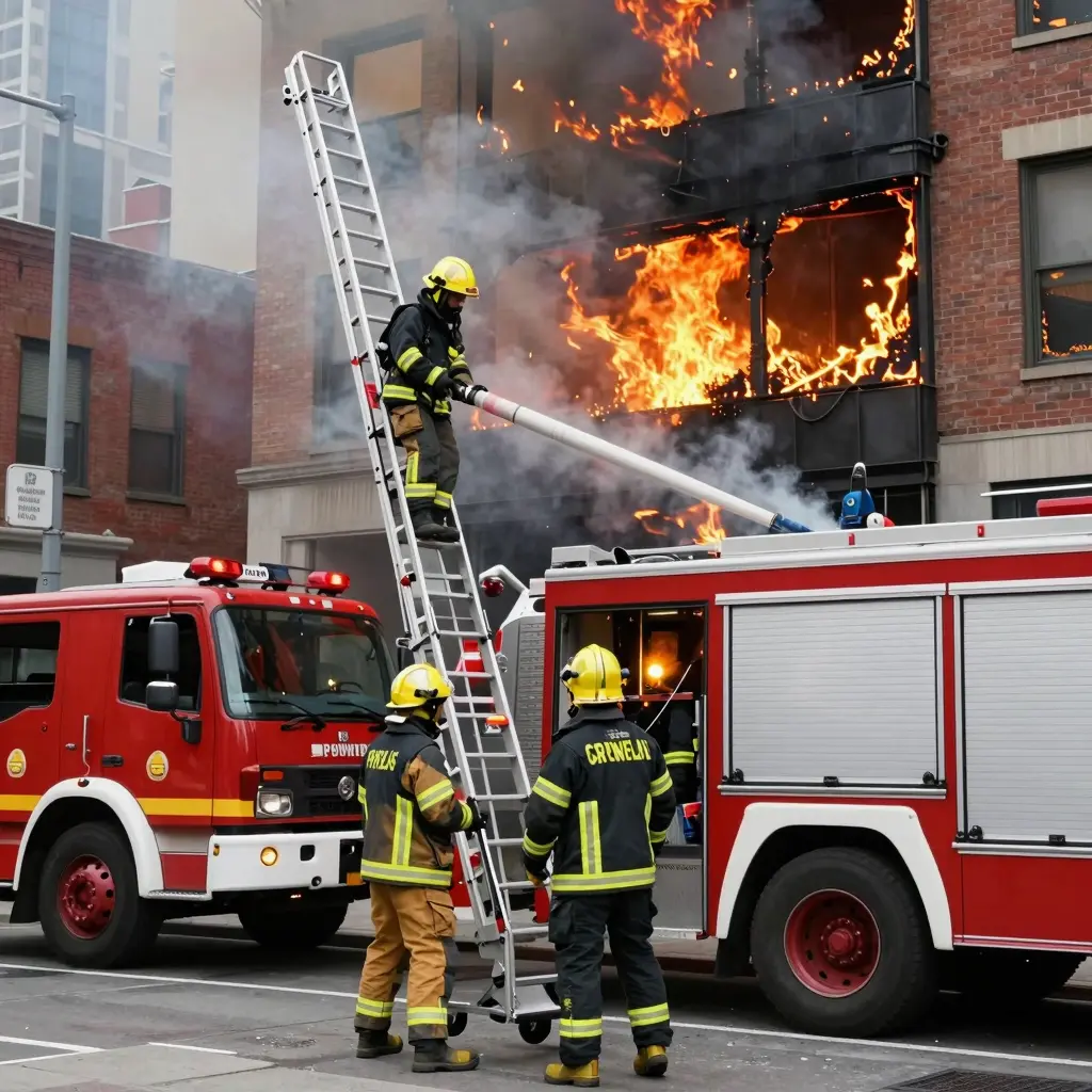 Firefighters in action during a live rescue operation