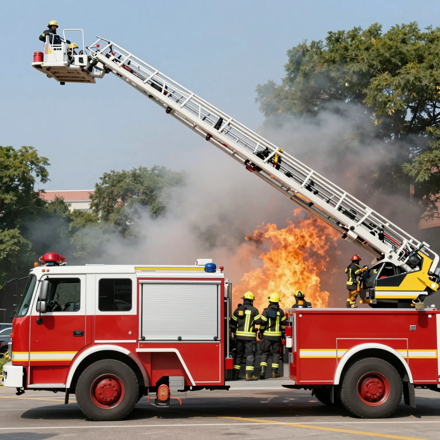 Fire Truck Ladder Truck in Action